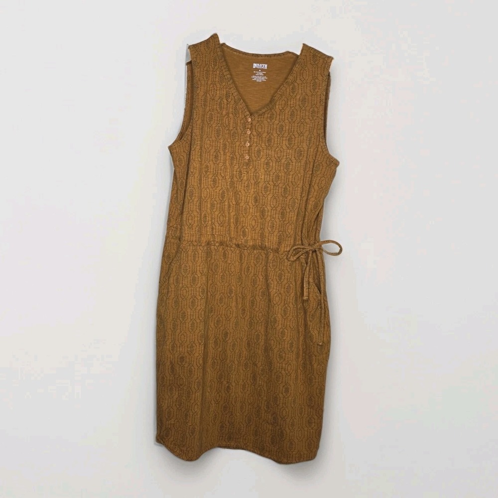 Duluth Trading Co To & Flow Jersey Dress Medium Cinnamon Orange Jersey Knit Fall
